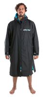 Dryrobe Advance Long Sleeve Change Robe - Stay Warm and Dry - Windproof Waterproof Oversized Swim Parka - Swimming/Surfing/OCR Events (Large - Black/Blue)