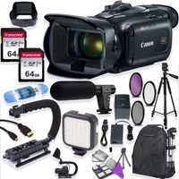 Canon Vixia HF G50 UHD 4K Camcorder with Premium Accessory Kit Including Padded Backpack, Microphone, Video Light & 128GB High Speed U3 Memory