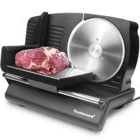 Techwood Meat Slicer Electric Food Slicer with 7.5" Removable Stainless Steel Blade, Deli Cheese Fruit Vegetable Bread Cutter, Adjustable Knob for Thickness, Food Carriage& Pusher, Commercial Home Use