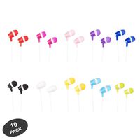 JustJamz Bubbles Colorful in-Ear Earbud Headphones for iPhone Android Laptop Bulk Earbuds for Classroom Kids Students Mixed Colors, 10 Pack