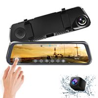 CHICOM 9.66 inch Mirror Dash Cam Touch Full Screen ; 1080P 170° Full HD Front Camera;1080P 140°Wide Angle Full HD Rear View Camera；Time-Lapse Photography (V40-1080P)