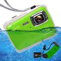 Underwater Camera 21MP Waterproof Digital Camera Full HD 1080p 2.0" LCD Video Recorder Kids Digital Camera Waterproof Camera for Girls/Boys (Green Float Strap & 16G Card)...