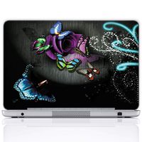 Meffort Inc 17 17.3 Inch Laptop Notebook Skin Sticker Cover Art Decal (Included 2 Wrist pad) - Gray Butterfly Design