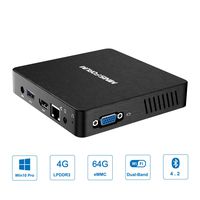 PC Mini Quad-Core Intel Atom x5-Z8350 4GB DDR3/64GB eMMC Fanless Mini PC Windows 10 (64-bit) Support, PC Computer HDMI & VGA Dual Display Output, 4k HD, 2.4G+5G WiFi/1000Mbps LAN, Auto Power On