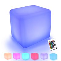 12'' LED Cube Light, YUMEITECH Multi RGB Color Changing Light, Wireless, Remote Control Rechargeable, Indoor Outdoor Bedside Light Night Light Living Garden Light Décor