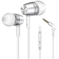 Fasgear Headphones, Heavy Deep Bass Noise Isolating In-ear Earbuds, Earphones With Stereo Mic Remote, Compatible with iPad, iPod, Android Smartphones, MP3 and Devices With 3.5mm Headphone Jack (White)