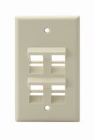 Leviton 41081-4IP Angled QuickPort Wallplate 4-Port, Single Gang, Ivory