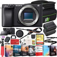 Sony ILCE-6400 a6400 Mirrorless APS-C Interchangeable-Lens Camera Bundle with 64GB Memory Card, Photo and Video Professional Editing Suite, Camera Bag and Replacement Camera Battery