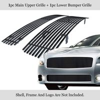 APS Compatible with 2009-2014 Nissan Maxima Stainless Steel Black 8x6 Horizontal Billet Grille Insert Combo N87774J
