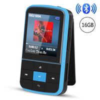 Clip MP3 Player, AGPTEK 16GB Bluetooth MP3 Player with Sweatproof Silicone Case and Sport Armband, Support FM Radio, FM Recording, Bookmark, Expandable up to 128GB