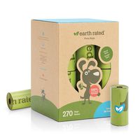 Earth Rated Dog Poop Bags, 270 Extra Thick and Strong Poop Bags for Dogs, Guaranteed Leak-proof, Unscented, 18 Rolls, 15 Doggy Bags Per Roll, Each Dog Poop Bag Measures 9 x 13 Inches