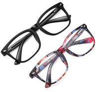 MEETSUN Blue Light Blocking Glasses, Anti Eye Strain Headache (Sleep Better),Computer Reading Glasses UV400 Transparent Lens (C1 Black + Flower Frame/Spring Hinge/2 Pack, 53)