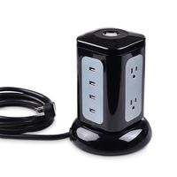 Cable Matters 6 Outlet Surge Protector Tower with USB 4.2 Amp Charging and 10 Feet Extra Long Power Cord in Black