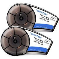 2-Pack Cloth Label Tape M21-750-499 Black On White Nylon Work with Brady BMP21-PLUS, ID PAL, LABPAL Printers - 16' Length, 0.75" Width, 19.1mm x 4.9m(High Adhesion)