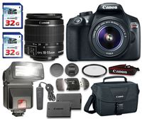 Canon EOS Rebel T6 DSLR Camera Bundle with Canon EF-S 18-55mm f/3.5-5.6 is II Lens + 2pc 32 GB SD Card + Card Reader + Flash