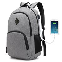 Laptop College Backpack Waterproof Lightweight Minimalism with USB Charging Port Business School Book Bag Travel Hiking Camping Outdoor Daypack Rucksack Fits 15.6-Inch Notebook (Gray)