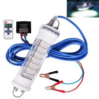 Goture 12V IP68 High-Power LED Fully Submersible Night Fishing Light Deep Drop Underwater Lure Bait Fish Finder Lamp with 5.51 Cable for Krill, Phytoplankton, Squid - White