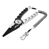Booms Fishing X1 Aluminum Fishing Pliers Hook Remover Braid Line Cutting and Split Ring with Coiled Lanyard and Sheath