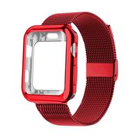 YC YANCH Compatible with Apple Watch Band 42mm with Case, Stainless Steel Mesh Loop Band with Apple Watch Screen Protector Compatible with iWatch Apple Watch Series 1/2/3/4/5 (42mm Red)