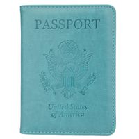 GDTK Leather Passport Holder Cover Case RFID Blocking Travel Wallet (Sky Blue)