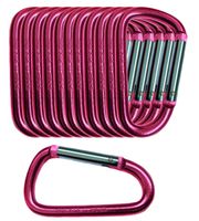 Gold Lion Gear 12 Pack - 3" Pink Aluminum Carabiner D Shape Buckle Pack, Keychain Clip, Spring Snap Key Chain Clip Hook Buckle (Pink 3" (12 Pack))
