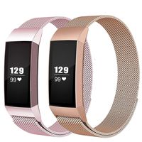 LNOOIU Replacement Bands Compatible with Fitbit Charge 3, Stainless Steel Bands Adjustable Accessory Wristband for Charge 3 Bracelet Women Men Girls Boys -2 Pack Small E