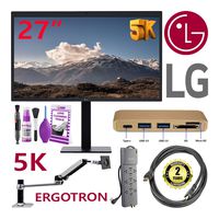 LG 27MD5KA-B 27 Inch 5K Ultrafine 16:9 IPS Computer Monitor + Warranty + Ergotron 45-295-026 Mount + HDMI Cable + Accessory Bundle