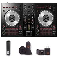 Pioneer DJ (DDJ-SB3) DJ Controller Bundle with PowerBank + USB Car Charger + USB Wall Charger (4 Items)