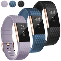 UMAXGET Compatible with Fitbit Charge 2 Bands, 3-Pack Soft Silicone Sport Adjustable Wristband Special Edition with Rose Gold Buckle for Men Women, Small