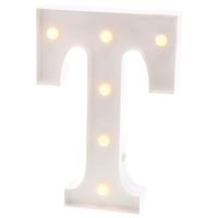 Barnyard Designs Metal Marquee Letter T Light Up Wall Initial Wedding, Bar, Home and Nursery Letter Decoration 12" (White)