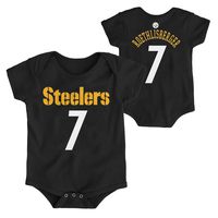 OuterStuff NFL Newborn Infants Team Color Name and Number Bodysuit Creeper (0/3 Months, Ben Roethlisberger Pittsburgh Steelers Home Black)