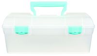 ArtBin Essentials Lift-Out Tray, Art and Craft Storage Box - Trans. W/Aqua Latches & Handle, 6937AG