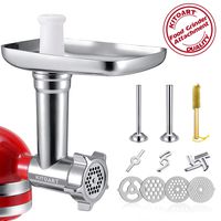 Metal Food Grinder Attachments for KitchenAid Stand Mixers, Durable Meat Grinder, Sausage Stuffer Attachment Compatible with All KitchenAid Stand Mixers, includes Two Sausage Stuffer Tubes