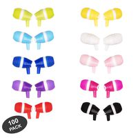 JustJamz Bubbles Colorful in-Ear Earbud Headphones 3.5 MM Bulk Earphones for iPhone Android Laptop Ideal for Students Kids Classrooms, 100 Pack
