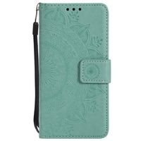 IKASEFU Emboss Floral Totem Pu Leather Wallet Strap Case Card Slots Shockproof Magnetic Kickstand Folio Flip Book Cover Protective Case Compatible with iphone 6/6S 4.7 inches,green