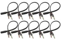 Headphone Splitter for Computer, Yeeco 10 Pack 3.5mm Female to 2 Dual 3.5mm Male Headphone Mic Audio Y Splitter Cable Smartphone Headset to PC Adapter - 0.7ft