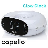 Capello Dual Alarm Glow Clock FM Radio with Large Time Display and Night Light + Line in jack CR10W- White (Renewed)