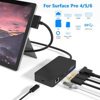 Surface Pro Dock for Surface Pro 4/5/6 Hub Docking Station with HDMI, VGA, DP, RJ-45 Gigabit Ethernet Port, 3X USB 3.0 Ports, USB C Sync Port, Audio Out Port, SD/TF Card Reader, Micro USB Port