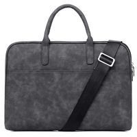 SHUL Leather Laptop Shoulder Bag 14.6 inch Computer Case Sleeve Business Office Briefcase Messenger Bags Handbag for Women Ladies Black