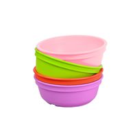 Re-Play Made in The USA 4pk Toddler Feeding Bowls for Easy Baby, Toddler and Child Feeding -Red, Bright Pink, Purple, Blush (Grinchmas+/Christmas)
