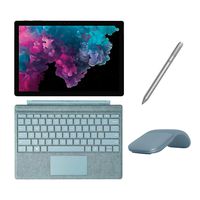 Microsoft Surface Pro 6 2 in 1 PC Tablet 12.3" (2736x1824) Touchscreen, i5-8250U, 8GB RAM, 128GB SSD w/Type Cover, Arc Mouse, Surface Pen, Backlit, Webcam, Fanless, Win 10 - Aqua (Renewed)
