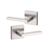 Kwikset Satin Nickel 91540-001 Halifax Door Handle Lever with Modern Contemporary Slim Square Design for Home Hallway or Closet Passage
