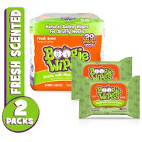 Boogie Wipes, Wet Wipes for Baby and Kids, Nose, Face, Hand and Body, Soft and Sensitive Tissue Made with Natural Saline, Aloe, Chamomile and Vitamin E, Fresh Scent, 45 Count (Pack of 2)
