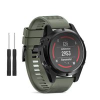 HSWAI Compatible BandsReplacement for Garmin Fenix 5X/Fenix 5X Plus/Fenix 3/Fenix 3 HR，26mm Width Soft Silicone Watch Strap with Black Metal Buckle for Women & Men(Army Green)