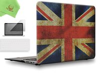UESWILL 3in1 Rubberized Unique Pattern Solid Hard Shell Case Cover for MacBook Air 13 inch + Keyboard Cover and Screen Protector + Microfibre Cleaning Cloth,UK Flag