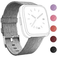 Umwon Fitbit Versa Bands, Fashion Wrist Strap Replacement Band for Women Men, Quick Release Watch Band with Adjustable Stainless Metal Buckle for Fitbit Versa Fitness Smart Watch (Gray)