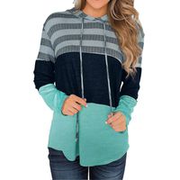 Womens Printed Sweatshirt,LuluZanm Sales! Girls Ladies Striped Color Block Drawstring Hoodies Long Sleeve Blouse Mint Green