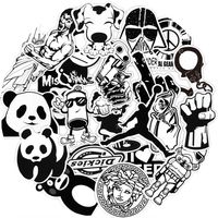 60pcs Black and White Lee Panda Stickers for Laptop Stickers Motorcycle Bicycle Skateboard Luggage Decal Graffiti Patches Stickers for [No-Duplicate Sticker Pack]