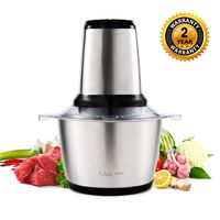 NGOZI Meat Grinder, Electric Food Chopper (2L 350W), Stainless Steel Kitchen Food Processor for Meat, Vegetables, Fruits with Stainless Steel Bowl and 4 Sharp Blades