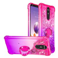 Tznzxm LG Stylo 4 Plus/LG Q Stylus Case, New Glitter TPU Reinforced Corners Gradient Quicksand Shockproof Bling Sparkly Defender 360 Finger Kickstand Ring Protective Case for LG Stylo 4 Pink/Purple
